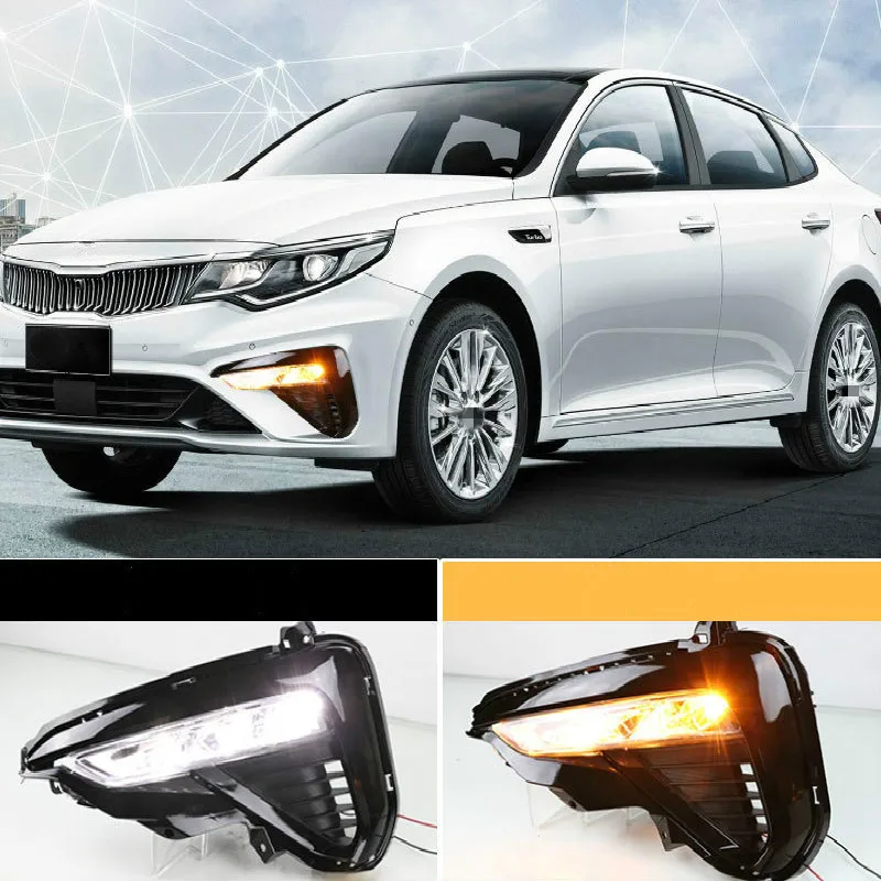 

1pair For Kia K5 Optima 2019 2020 LED DRL Daytime Running Light Daylight Signal fog lamp Styling Auto Drive lights