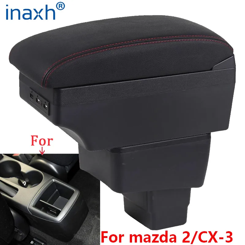 For Mazda CX-3 Armrest Retrofit For mazda 2 skyactiv version cx3 CX-3 Car Armrest Storage box car accessories Charging USB