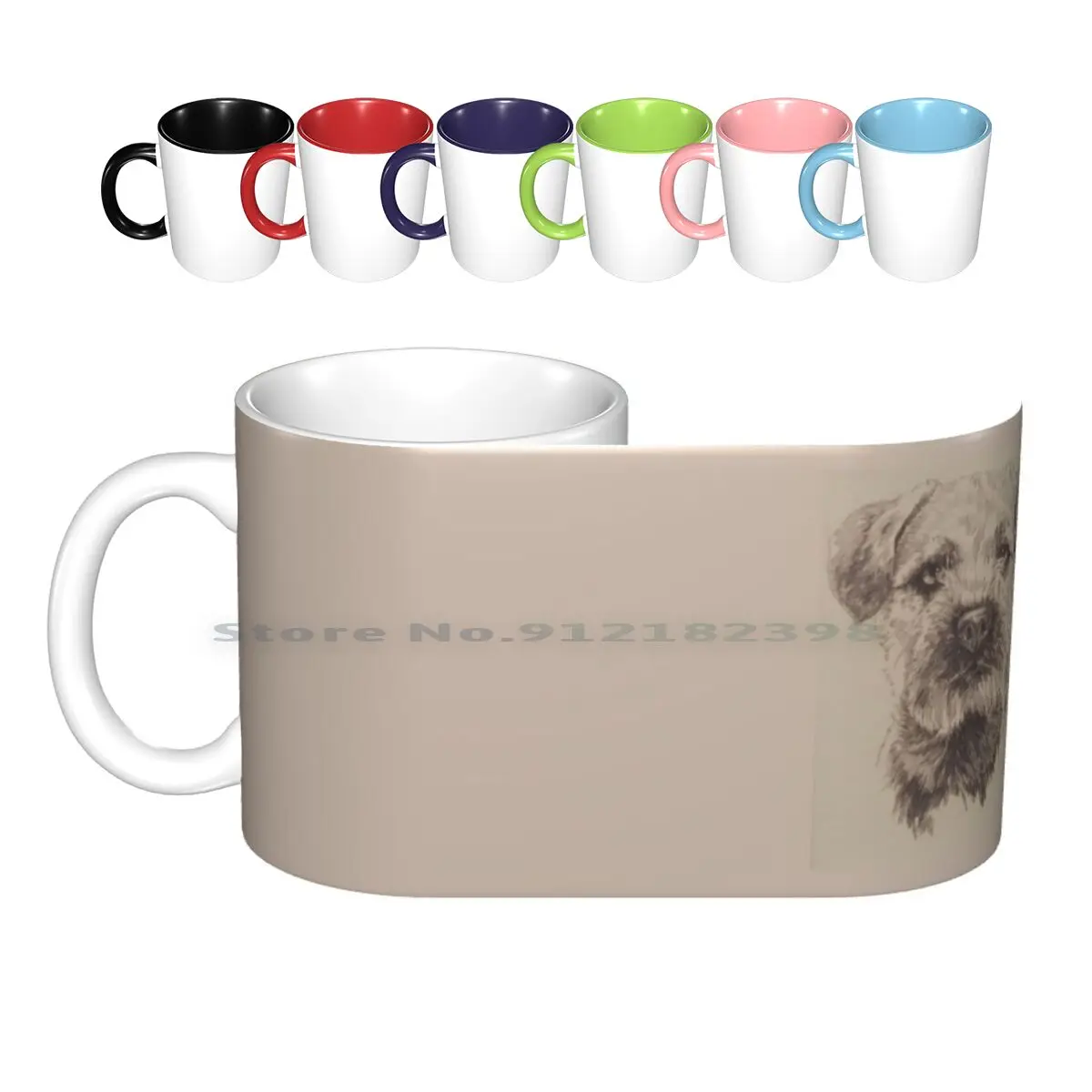 Border Terrier Portrait In Graphite Ceramic Mugs Coffee Cups Milk Tea Mug Bbk03800 Terrier Group Dog Pet Canine Domestic Animal