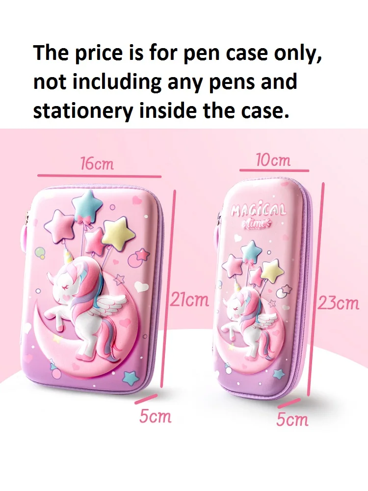 3D Unicorn Pencil Cases EVA Pink Pen Bag for School Girl Kawaii Stationery Storage Gift Box Rulers Pouch Eraser Holder Aesthetic