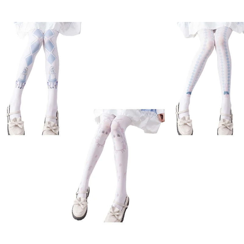 

Japanese Lolita White Pantyhose Fairy Tale Cartoon Cat Rabbit Girls Pattern Kawaii Tights Women Girls Cosplay Stockings