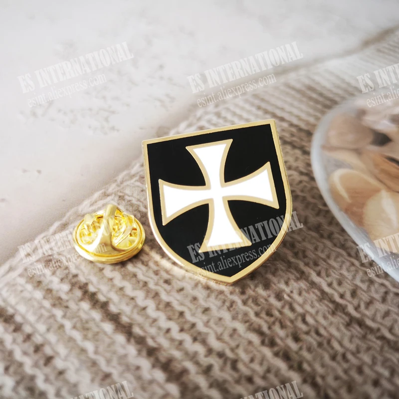 الماسونية التلبيب دبابيس الماسونية شارة ميسون Freemason BLM75 حجم 2.2 سنتيمتر * 2.5 سنتيمتر فارس Templar الأسود الصليب درع شكل اكسسوارات #3