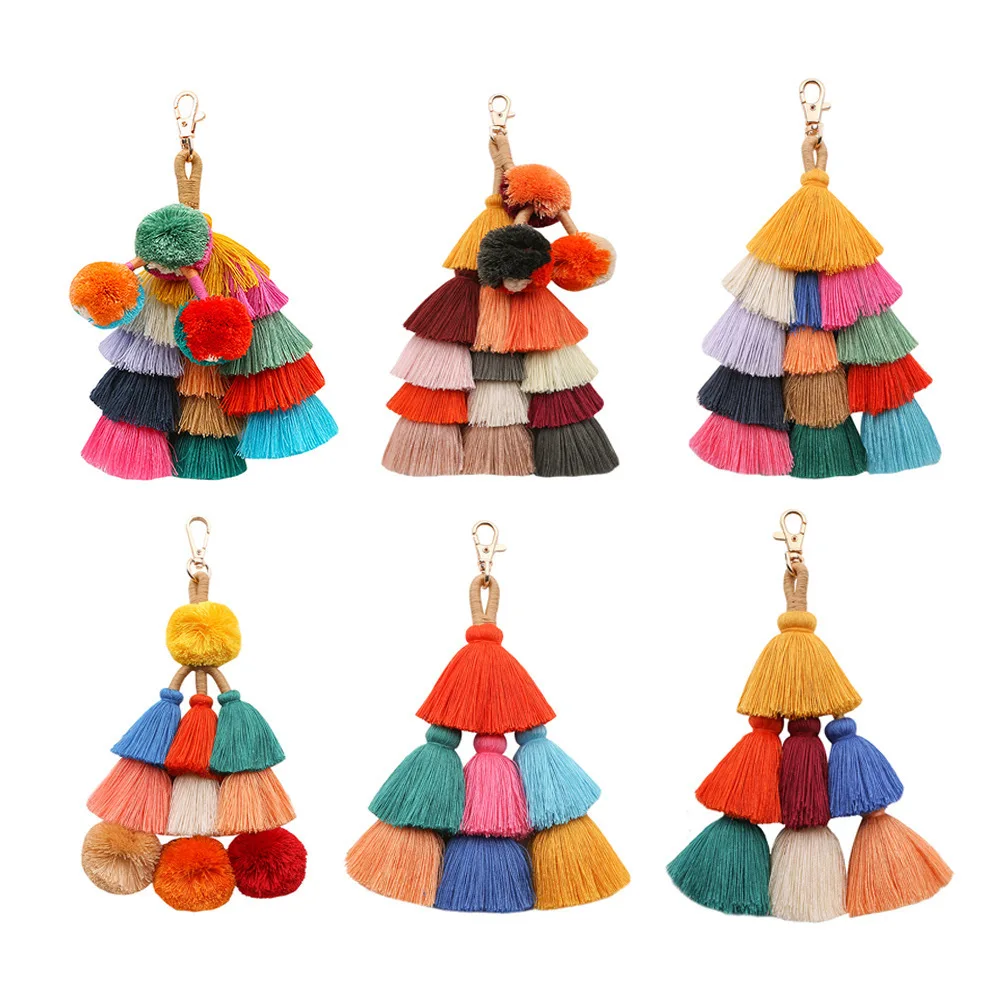 Trendy Tassel Bag Pendant Accessories Handmade Cotton Thread Charm Keychain Women Bag Charming Pendant DIY Jewelry Accessories