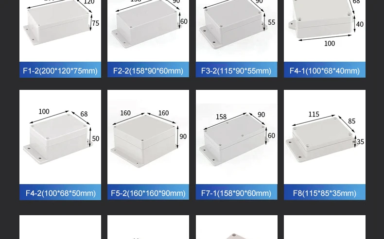 Wall Mounted Outdoor Gray Plastic Enclosures Custom IP65 ABS Waterproof Electrical Junction Box Eith Ear Electrical Project Box