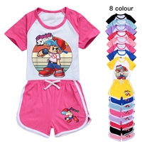 Summer Children Clothes Sets Boys Tshirt Pants Suits Girls T-Shirt Friday Night Funkin iBaby Breathable Top+shorts 2-piece set