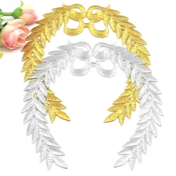 1 Piece Gold Embroidered Patches Iron On Appliqued Ear Wheat Flower 3D Flower Trims 14cm