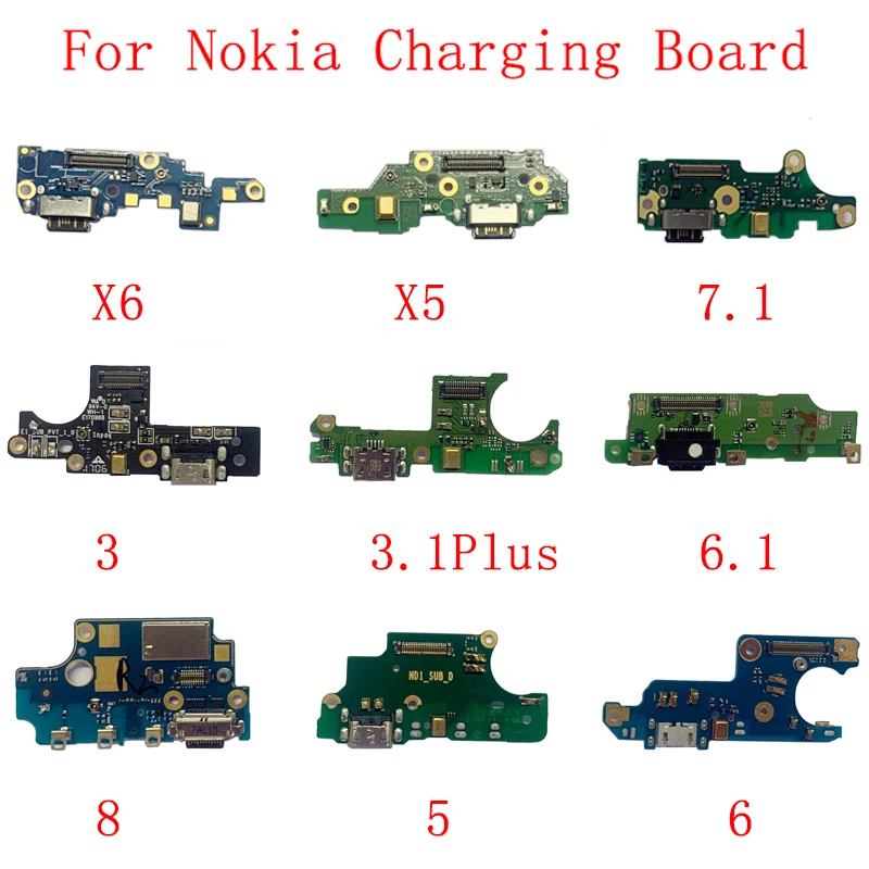 USB Charging Port Connector Board Parts Flex Cable For Nokia 3 3.1 5 6 X5 7.1 6.1 8 8 Sirocco 9 PureView