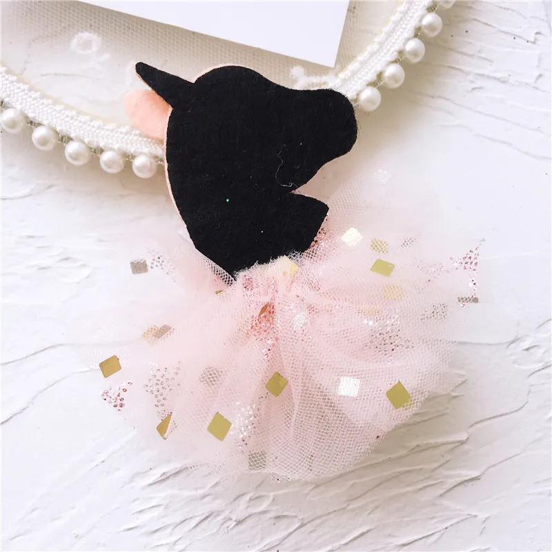 10*8cm 5pcs/lot Beauty unicorn mesh skirt for hair clip accessories and baby sock appliques