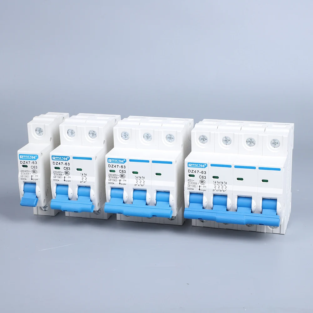 DZ47 1-4P 3A/6A/10A/16A/20A/32A/40A/50A/63A 400V C Type Mini Circuit Breaker MCB 35mm Din Rail Mount Breaking Capacity