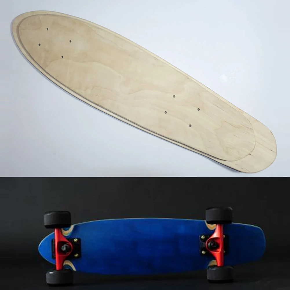 24 Inch / 27 Inch  Fish Skateboard Natural Single Foot Wooden Maple Blank Deck Retro Mini Longboard DIY Skateboard Accessories