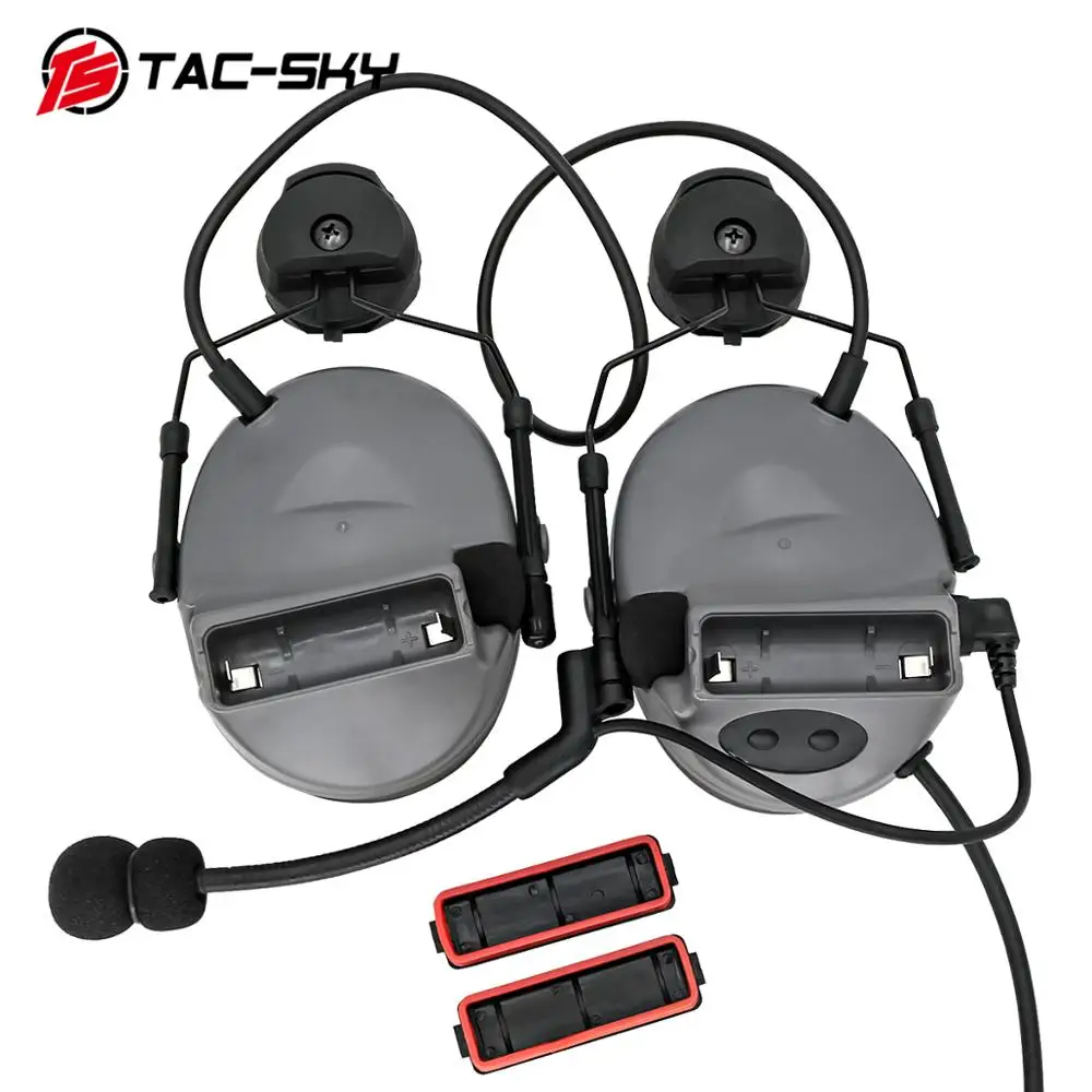 TAC-SKY COMTAC II helmet mounted version hunting headphones noise reduction military shooting headset +tactical PTT U94 PTT gray