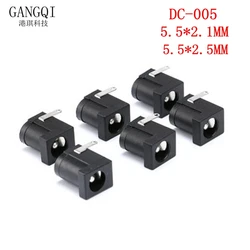 10 Stks/partij DC-005 Pcb Mount 5.5X2.1/2.5 Mm Vrouwelijke Dc Power Jack Plug Connector Dc005 Zwart 5.5*2.1/2.5Mm