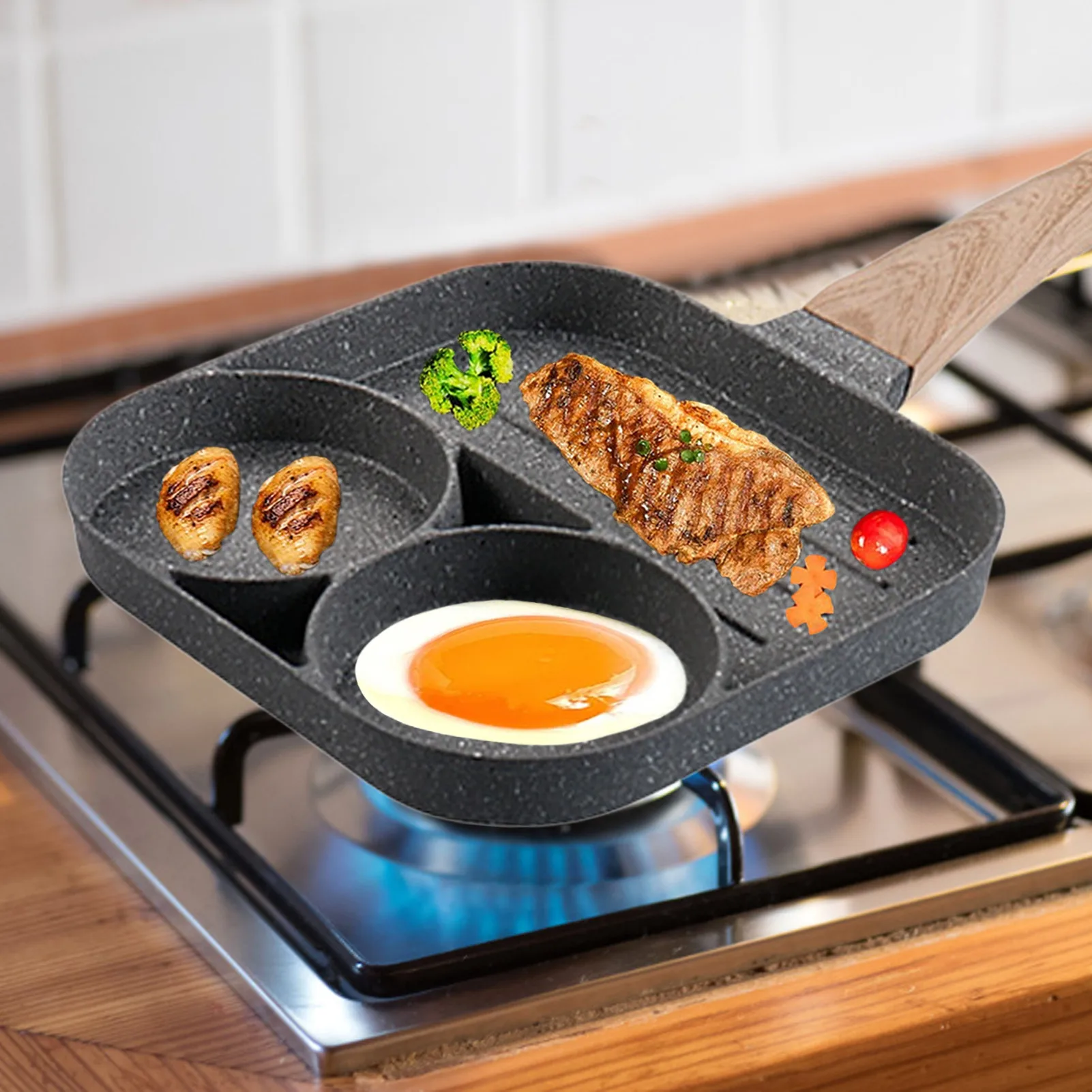 

Egg Frying Pan Steaks Pan Food-grade Aluminum Alloy With Non-stick Coating Egg Cooker Pan For Making Breakfast