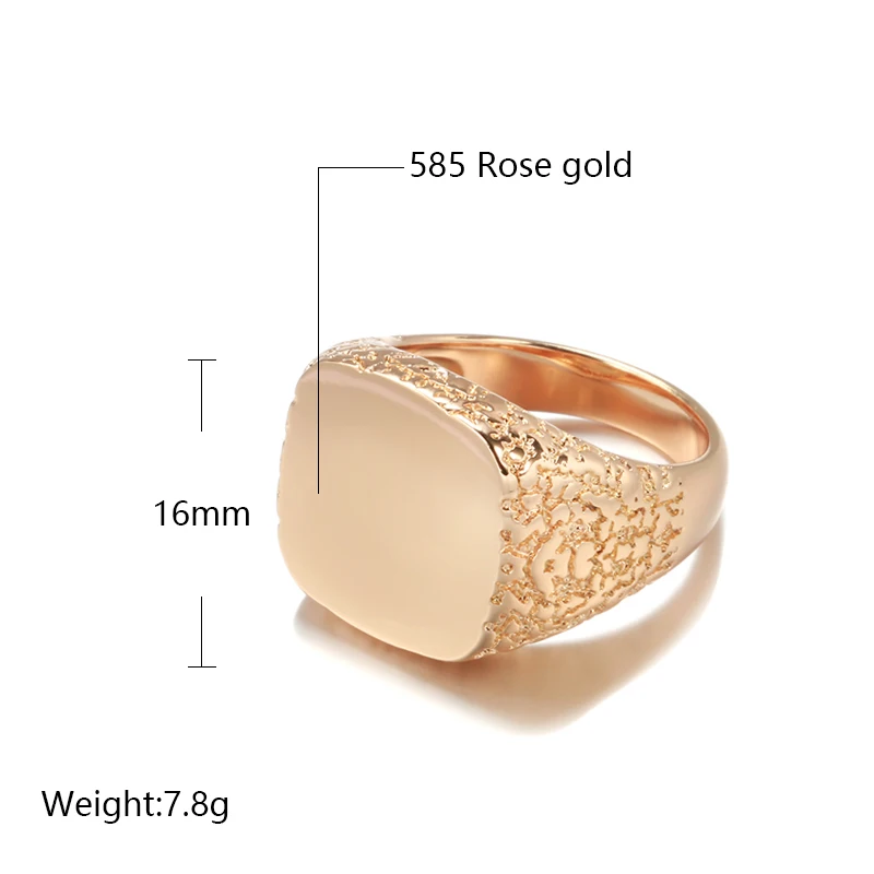 Kinel Hot Fashion Glossy Rings for Men Women 585 Rose Gold Simple Square Punk Rings Ethnic Wedding Jewelry 2021 New