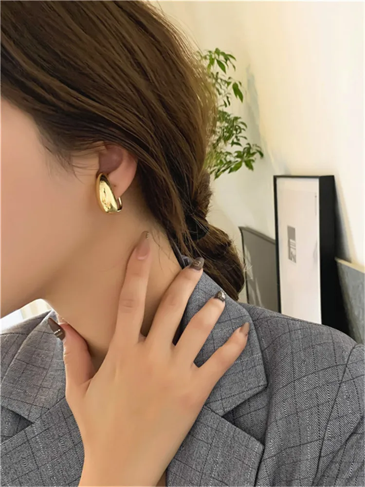 Kshmir Euramerican ear clip no ear hole female simple metal water drop retro exaggerated female painless clip type earrings