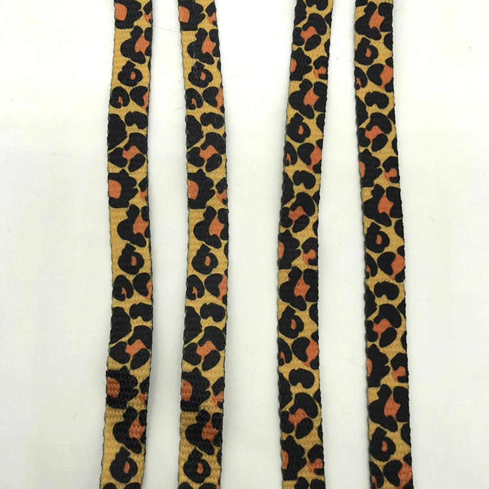 1 Pair Newest Classic Leopard Print Shoelaces Fashion Flat Laces Applicable to all kinds of shoes Leopard Print Shoestrings