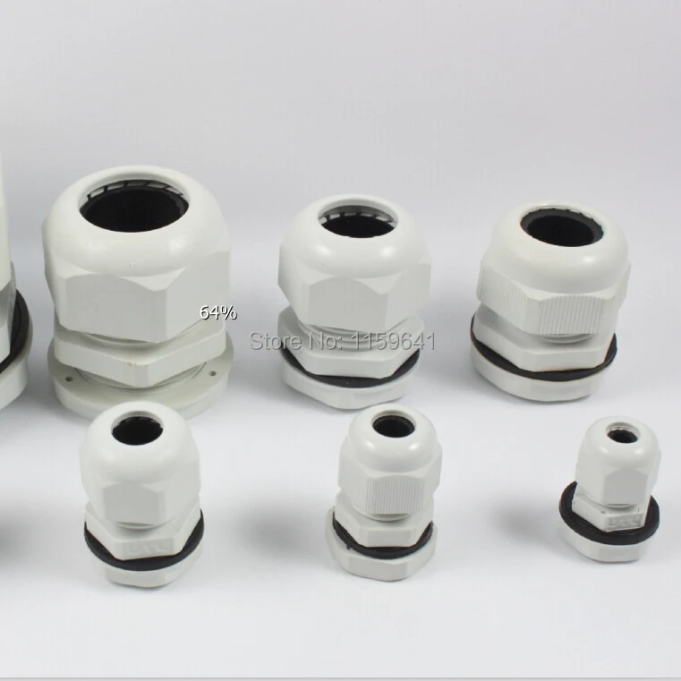 Waterproof Cable Gland 10pcs Cable entry IP68 PG7 for 3-6.5mm PG9 PG11 PG13.5 PG16 PG19/21/ White Black Nylon Plastic Connector