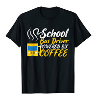 Coffee Lover And School Bus Driver T-Shirt Top T-Shirts For Male Geek Tops Tees Retro Custom Cotton