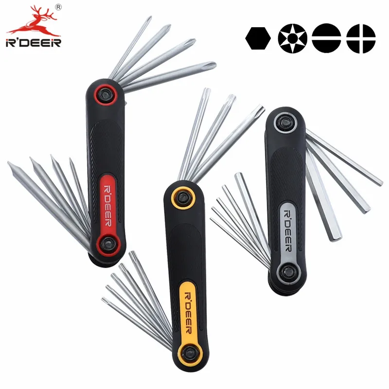 8 in 1 Screwdriver Set Folding Screw Driver Torx Screwdriver Phillips Bit Slotted Portable Allen Key Hand Tools