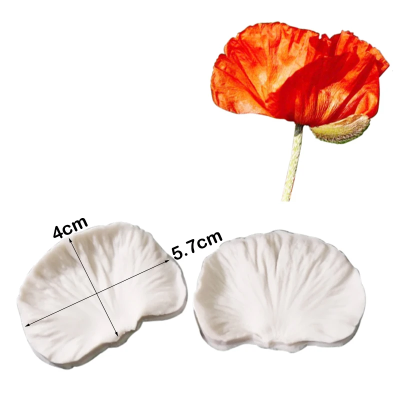 Poppy Petal Flower Veiners Silicone Molds Fondant Sugarcraft Gumpaste Resin Clay Water Paper Cake Decorating Tools M2168