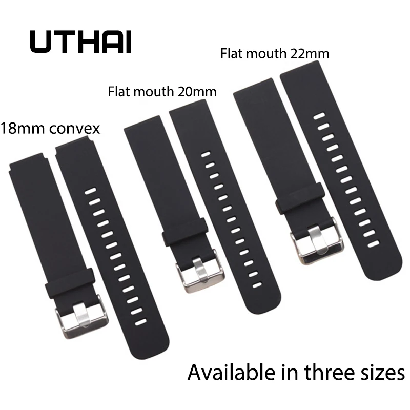 UTHAI P35 Silicone Watch Strap 18mm 20mm 22mm Watch Strap Samsung 360 Huawei Smart Sports Watch Strap