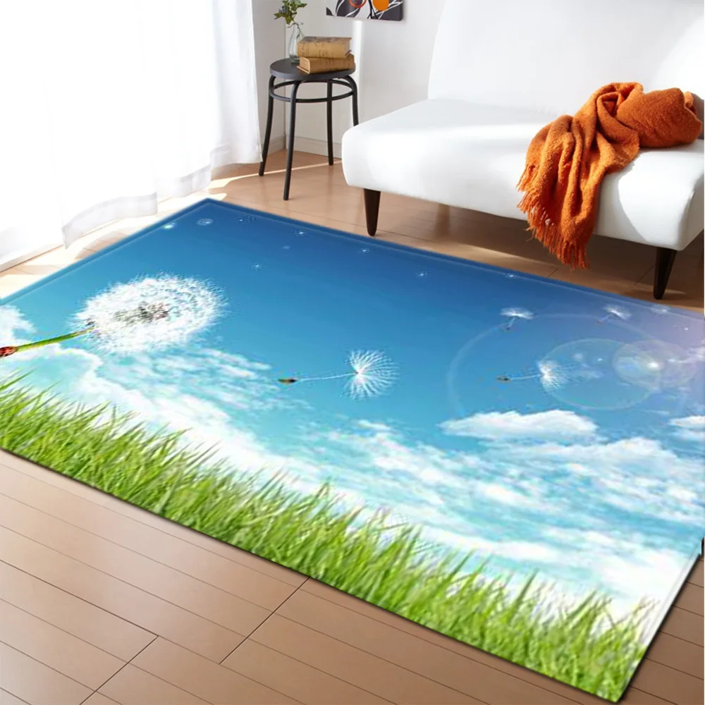 

Dandelion Print Living Room Area Rug Bedroom Carpet Dining Room Balcony Rug Doorway Mats Children Crawling Play Floor Rug