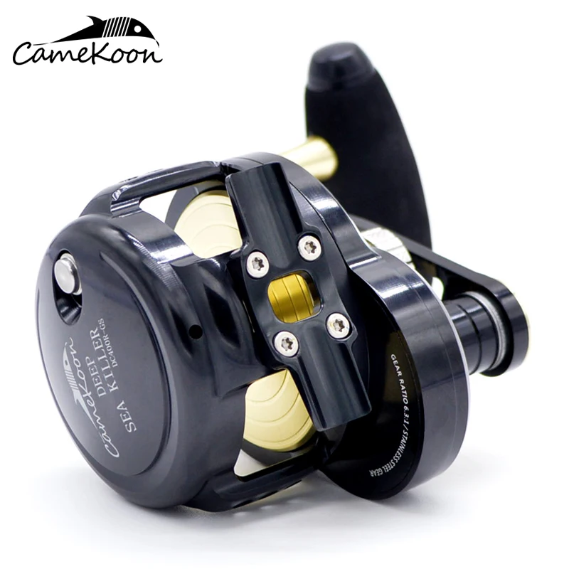 Imagem -04 - Camekoon-lever Drag Jigging Reels 6.3:1 Engrenagem de Alta Velocidade Relação Mais Rolamentos Água Salgada Poderosa Suave Trolling Pesca Bobina 32kg