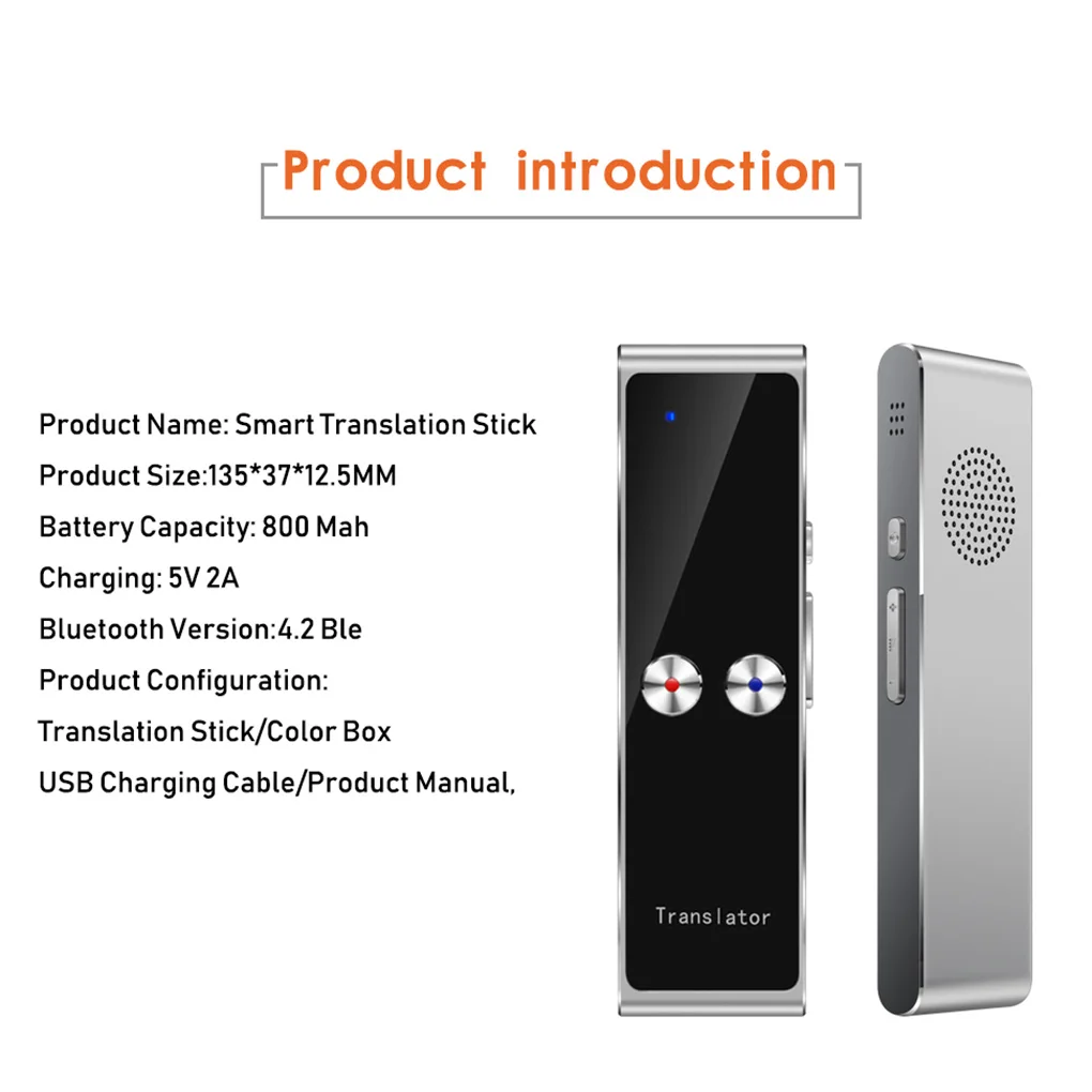 T8 Portable Mini Wireless Smart Translator 68 Multi-Languages Two-Way Real Time Translator for Learn Travel Business Meeting