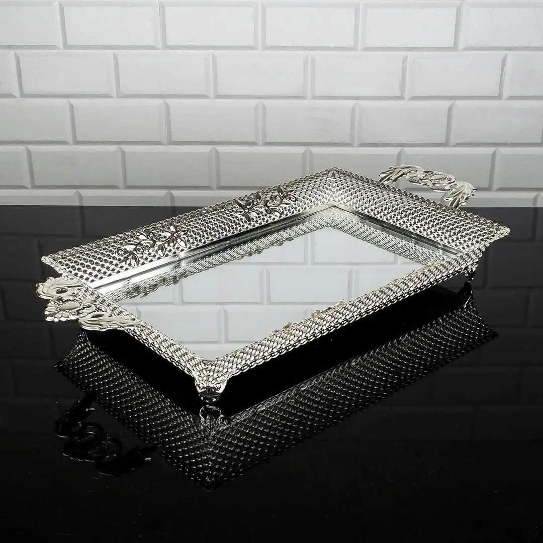 

DOLBOVI Mesh Pattern Mirrored tray Silver Color Medium Size tray поднос plateau de service