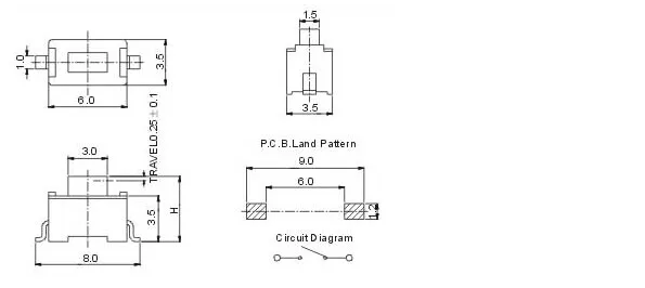 100pcs Electric garage door rolling gate, car remote control key button switch, micro-motion tact switch patch commonly used
