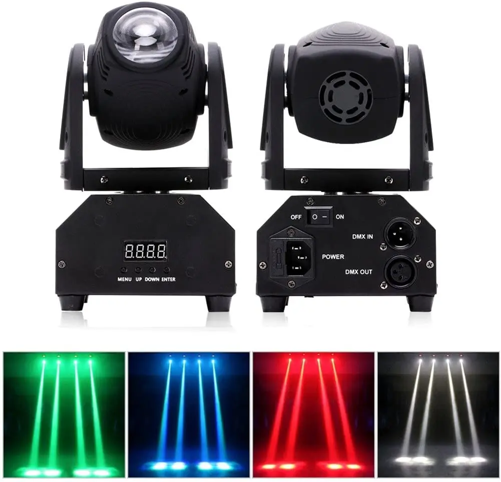 

2pcs/lot 10W Moving Head Stage Light RGBW DMX512 Beam LED Spot Lighting Effect for DJ Disco Club Party Dance Wedding Spotlight