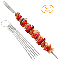 Lixada 5pcs Flatware Titanium Barbecue Skewers Outdoor Camping Equipment Hiking Cookware Picnic BBQ Grilling Kabob Skewers BBQ