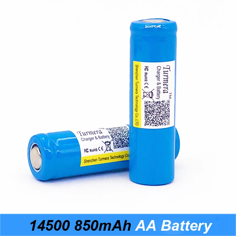 Turmera-batería recargable para cargador, pila de 14500 mah, 850 V, AA, 3,7, 14500, j20