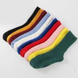 Cotton Woman Socks Black White Pink Khaki Purple Red 25 Solid Colors Casual Crew Sock Harajuku Multi color Type