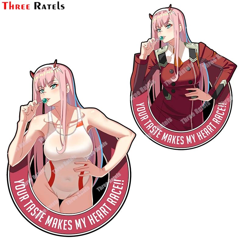 Three Ratels B183 Anime Zero Two Darling In The Franxx Sticker Suitable For Fuel Tank Cap&Car Door Decor Anti Scratch Film