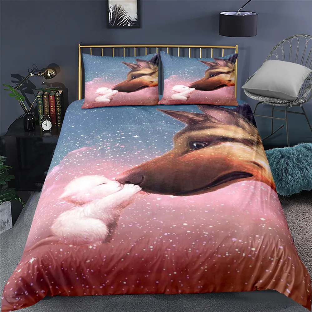 Likurb Animals Tiger Lions Wolf Serpent Duvet Cover Pillowcase Bedding Set Single Full Size for Kids Boy Girls Bedroom Decor