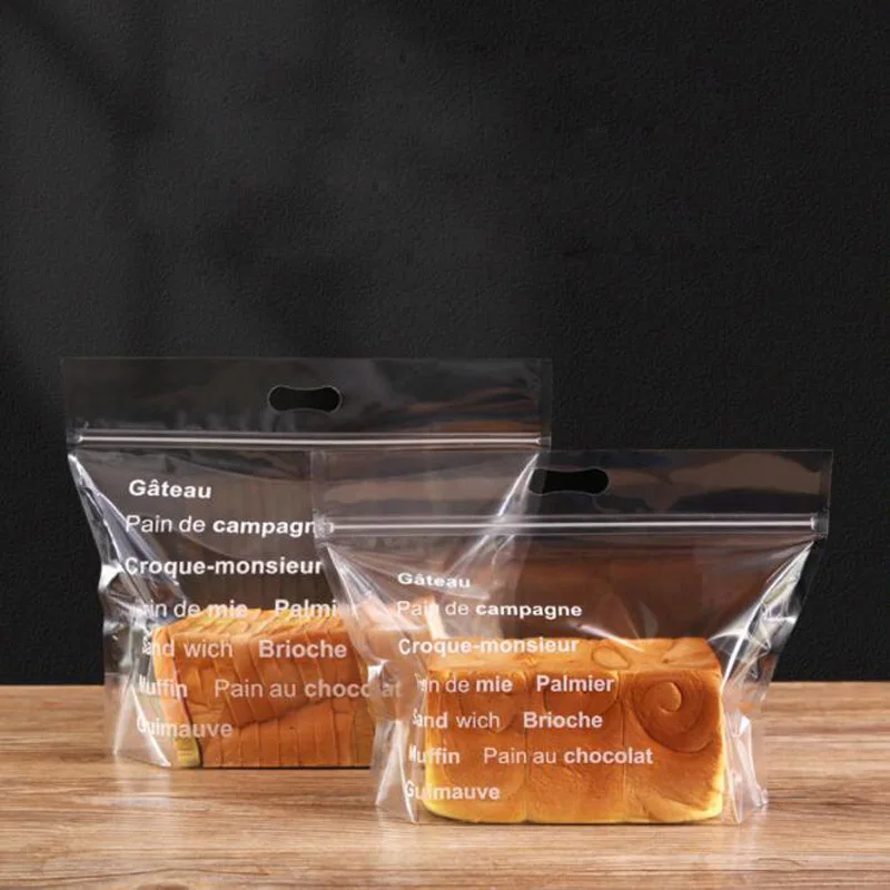 100pcs Transparent Plastic Fruit Toast Bread Food Bags With Handle Party Wedding Supplies Take Out Bags