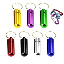 Waterproof Aluminum Pill Box Case Bottle stash storage tobacco Keychain with carabiner camping portable outdoor holder