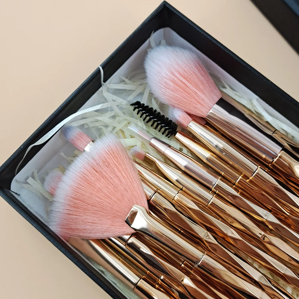 15pcs Diamond Makeup Brush Set Cosmetcis Blending Brushes Powder Eyeshadow Eyebrow Eyelash Eyeliner Brush Beauty Make Up Tools