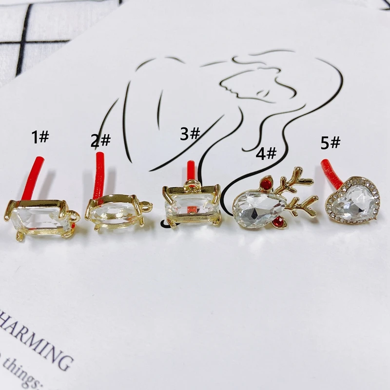 Simple Transparent Geometric Earrings Rectangular Inlaid Zircon Antlers DIY Handmade Women Earrings Jewelry Making