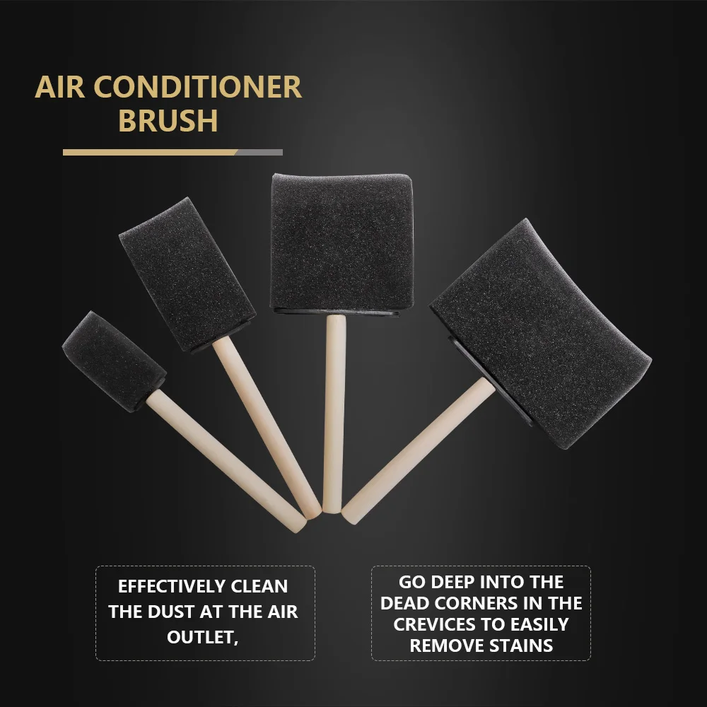 SPTA Car Air Conditioner Vent Brush Grille Detailing Cleaner Blinds Duster Clean Auto Detailing Wooden Handle Sponge Brush