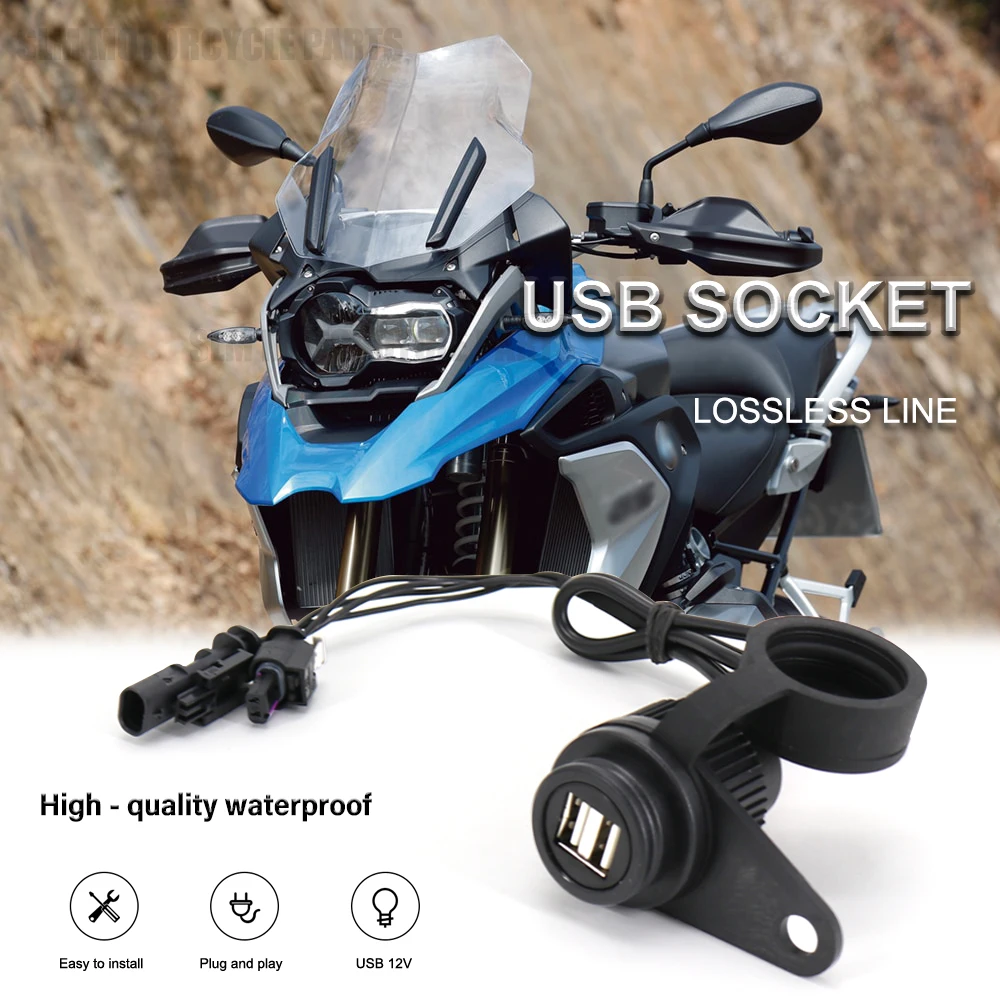 

Motorcycle Parts USB Double Socket For BMW F650GS F700GS F750GS F800GS F850GS Adventure F900XR S1000RR S1000R K1200GT K1300GT