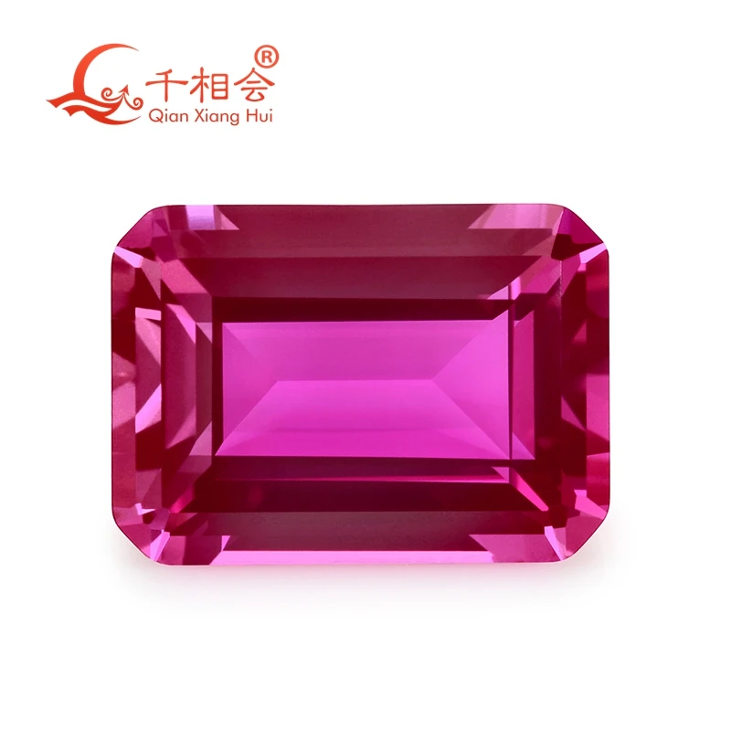 2# light 3# pink color ruby rectangle  shape emerald cut  artificial Sapphire corundum  gem stone for jewelry making