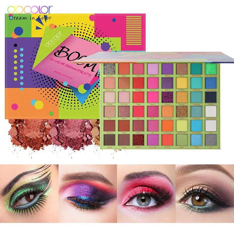 Docolor BOOM Eyeshadow Palette 48 Color Eye Shadow High Pigmented Matte Glitter Shimmer Long Lasting Waterproof Makeup Palette