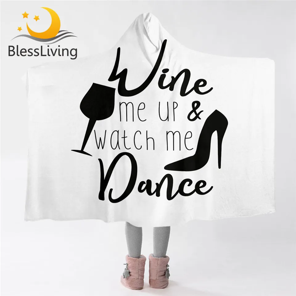 

BlessLiving High Heels Hooded Blanket Party Blanket Hoodie Black White Wearable Blanket Singing Dancing Cobertor 150CMx200CM
