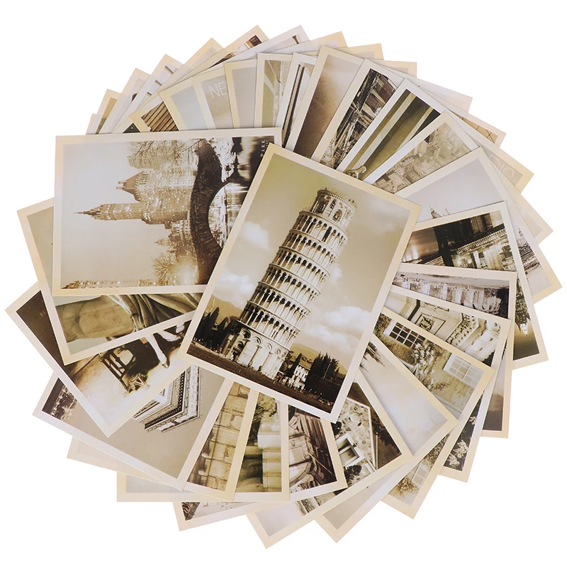 Cards Gift Cards Christmas Postcards Hot sale 32pcs Classical Famous Europe Building Vintage Style Memory Postcard Set Greeting