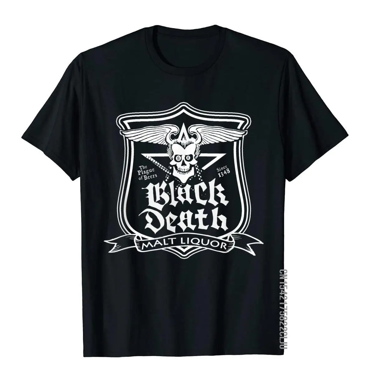 Black Death Malt Liquor Funny Beer T-Shirt T Shirts Tight Slim Fit Cotton Tops Shirts Personalized For Men