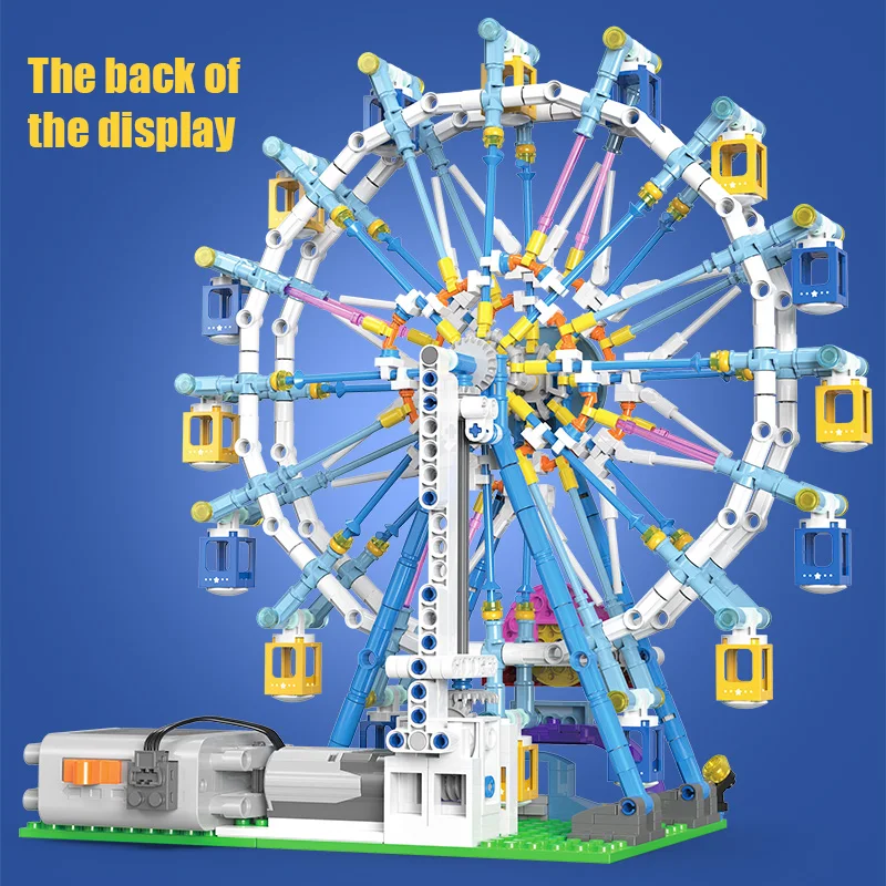 ZKZC City Friends MOC Rotating Ferris Wheel Building Blocks Electric Bricks with Light Toys for Children Christmas Gifts