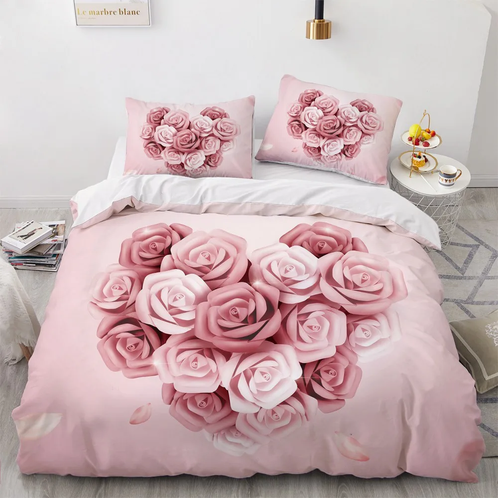 3D Bedding Set Custom Twin Full Queen King  Size 3PCS Duvet Cover Set Comforter/Quilt Pillow Case Flowers Bed Set Microfiber