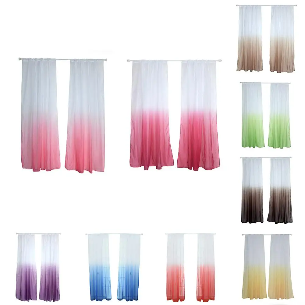 Modern gradient color window tulle curtains for living room bedroom organza voile curtains Hotel Decoration blue Sheer curtains